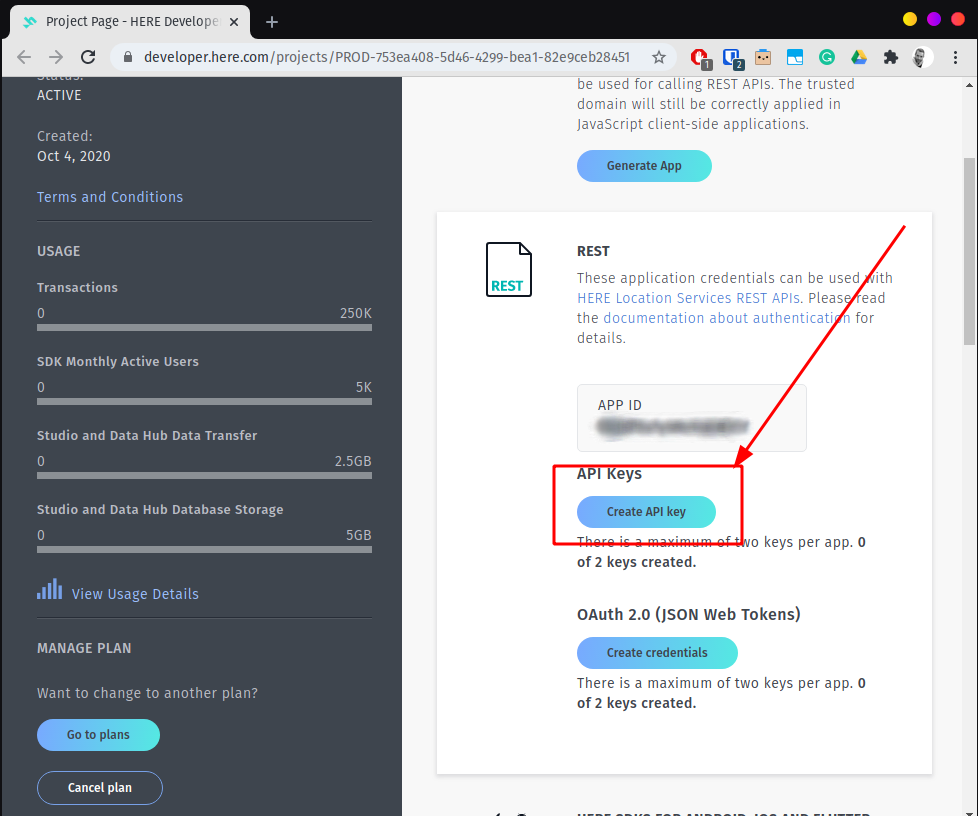 here generate api key