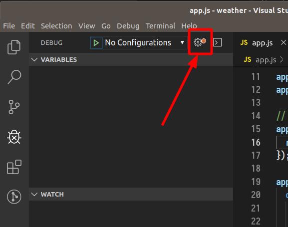 debugger launch config